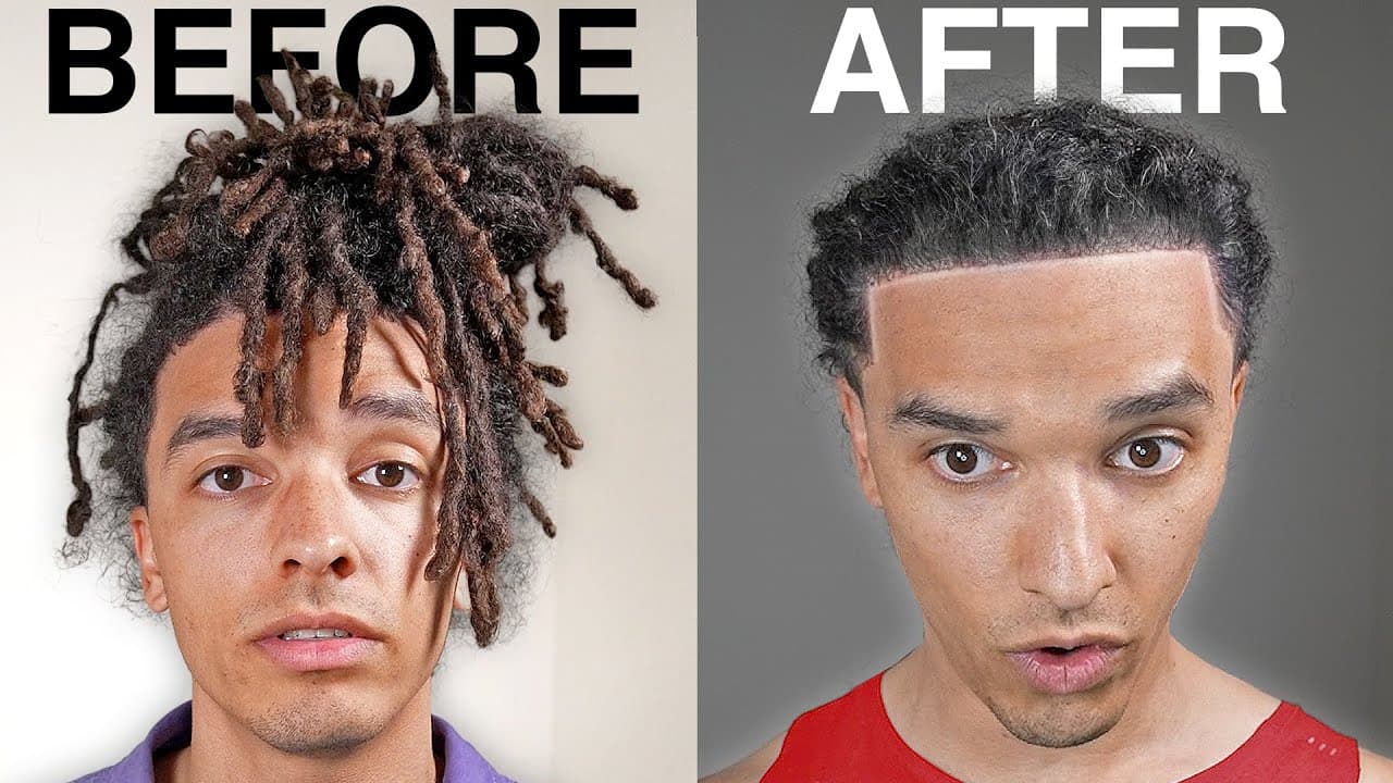 Locs trimmed and retwisted from a loose, matted state to a sharp shape-up